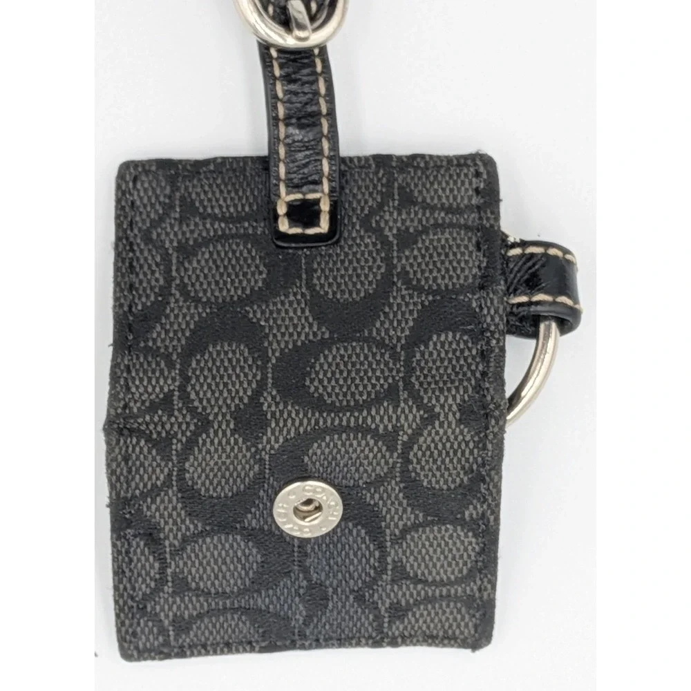 Coach Picture Frame Charm Keychain Black Grey Signature Canvas Vintage Mini Y2K